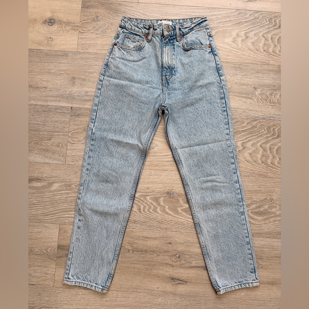 Zara Light Blue Straight Leg Jeans